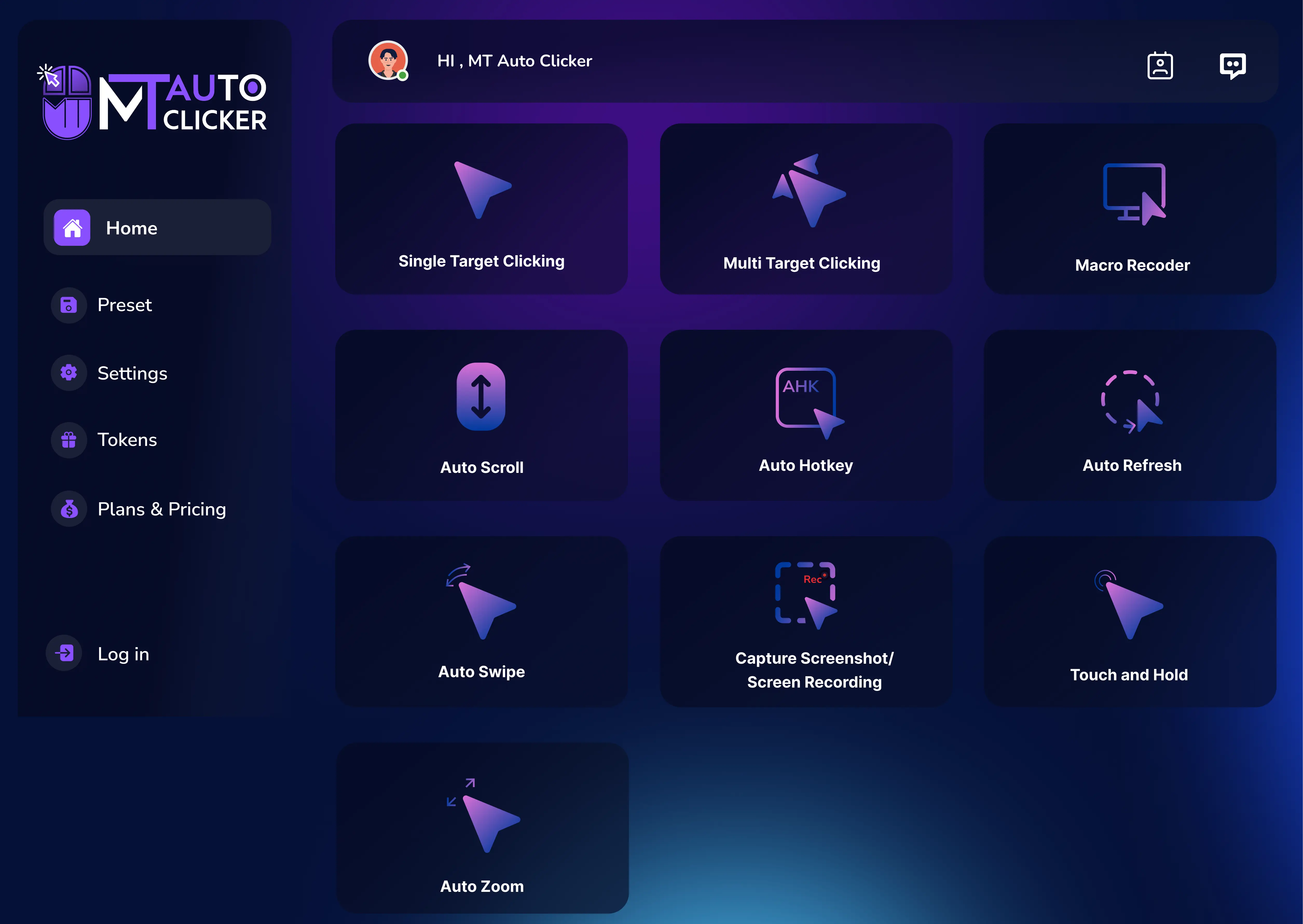 MT Auto Clicker Software Preview showcasing automation features